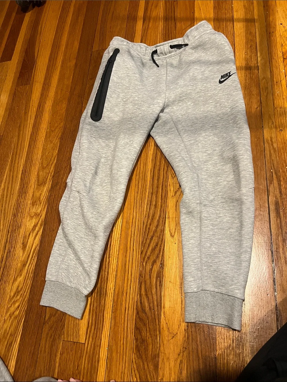 Nike Light Gray Kids Tech Fleece Joggers and Jacket set with Black Accents